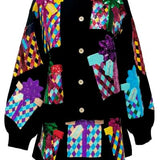 Black Multi Present Button Up Cardigan | Queen Of Sparkles