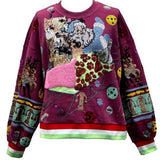 Maroon Multi Cats In Santa's Sleigh Sweatshirt | Queen Of Sparkles