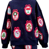 Navy Wallpaper Mockneck Sweatshirt | Queen Of Sparkles