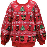 Red Snowflake Christmas Icons Sweatshirt | Queen Of Sparkles