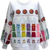 Grey Multi Basketball Icon Sweatshirt | Queen Of Sparkles