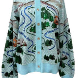 Blue Polka Dot Skier Village Button Up Cardigan | Queen Of Sparkles