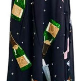 Black Hands Holding Cocktail Glasses Midi Skirt | Queen Of Sparkles