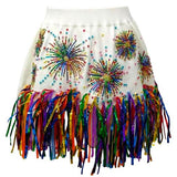 White Multi Firework Fringe Skirt | Queen Of Sparkles