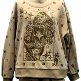 Tan & Gold Polka Dot QOS Card Mock Neck Sweatshirt | Queen Of Sparkles