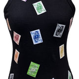 Black Multi QOS Card Tag Tank | Queen Of Sparkles