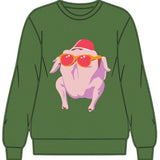 Licensed Green Friends Metallic & Sequin Turkey With Sunglasses Sweatshirt | Queen Of Sparkles