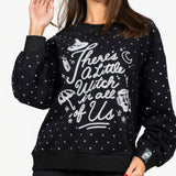 Licensed Black Scattered Rhinestones "There's a little witch in all of us" Sweatshirt | Queen Of Sparkles
