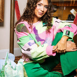 Licensed Lavender, Pink & Green Checkered Wicked Icon Sweatshirt | Queen Of Sparkles