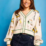 White Multi Golf Icon Cardigan | Queen Of Sparkles