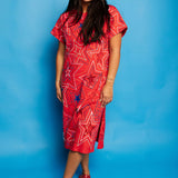 Red, White & Blue Groovy Star Midi Tee Dress | Queen Of Sparkles