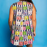 Black & White Striped Multi Vintage Suitcase Tank Dress | Queen Of Sparkles