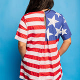 American Flag Cotton Short Sleeve Dress | Queen Of Sparkles