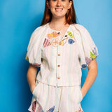 Multi Stripe Button Up Shell Short | Queen Of Sparkles