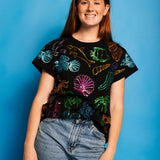 Black Multi Sea Icon Outline Tee | Queen Of Sparkles