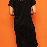 Black Rhinestone Midi Tee Dress | Queen Of Sparkles