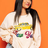 Beige Rainbow New York Taxi Cab Sweatshirt | Queen Of Sparkles