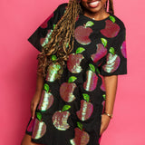 Black Cotton Apple Slice Dress