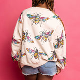 Beige Multi Bumble Bee Sweatshirt | Queen Of Sparkles