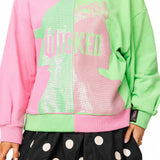Licensed Green & Pink Colorblock Character Profile 'Wicked' Sweatshirt | Queen Of Sparkles