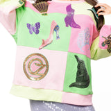 Licensed Lavender, Pink & Green Checkered Wicked Icon Sweatshirt | Queen Of Sparkles