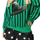 Licensed Green & Black Striped Elphaba Hat Sweater | Queen Of Sparkles