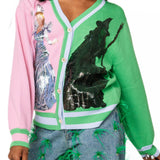 Licensed Colorblock Glinda & Elphaba Button Up Cardigan | Queen Of Sparkles