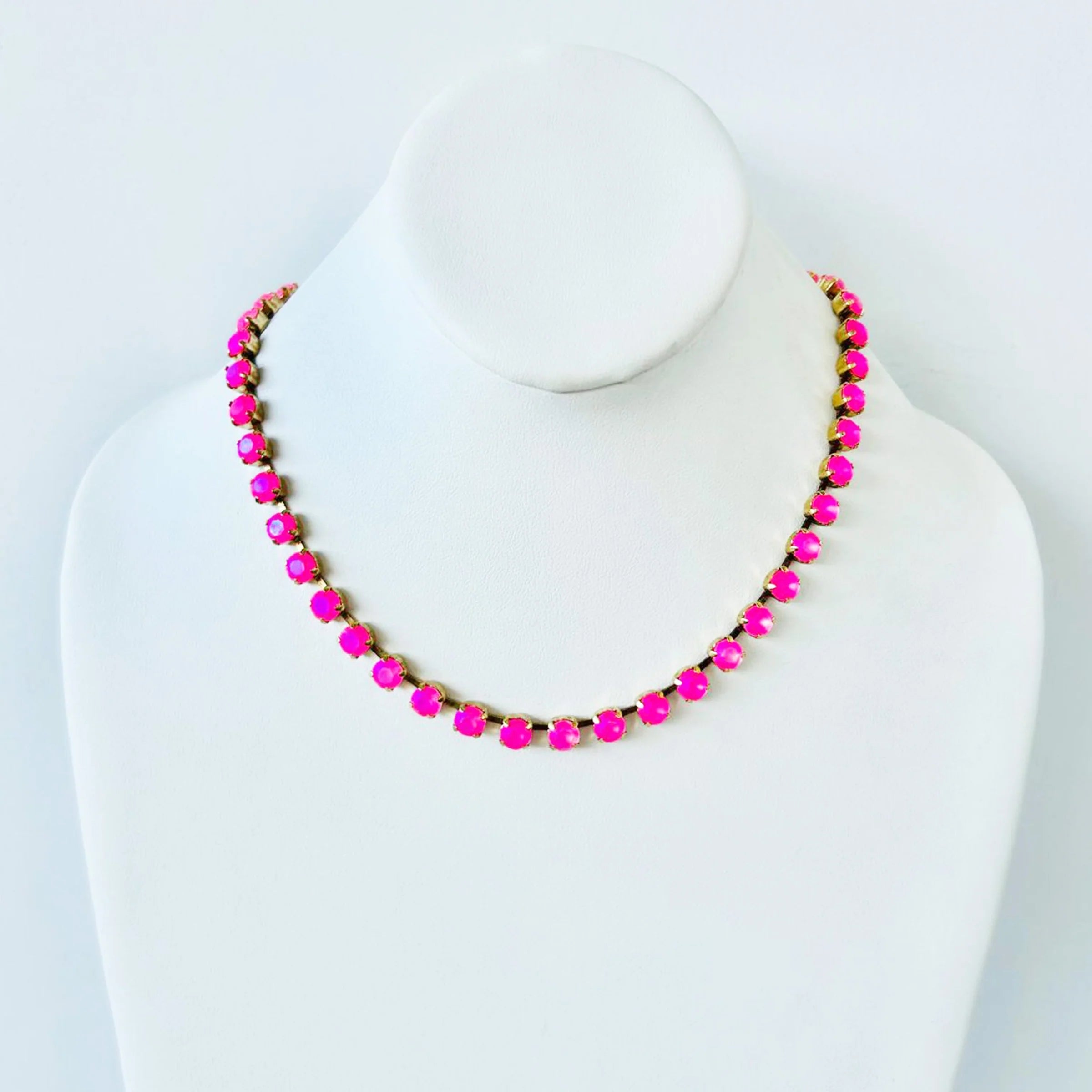 TOVA Sarina Necklace in Electric Pink Ignite Frost – flat lay product shot from Lexi Jade's Boutique