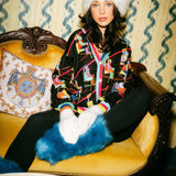 Black Multi Skier On Ski Lift Button Up Cardigan | Queen Of Sparkles