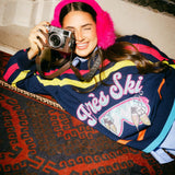 Navy Multi Stripe 'Apres Ski' Goggle Stripe Sweater | Queen Of Sparkles