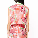 Red Gingham & Green Polka Dot Watermelon Short | Queen Of Sparkles