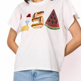 White 'USA' Icon Tee | Queen Of Sparkles