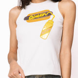 White 'QUEEN' Mustard On Hotdog Tank | Queen Of Sparkles