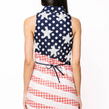 Navy, Red & White Polka Dot And Stripe USA Button Up Tank Dress | Queen Of Sparkles