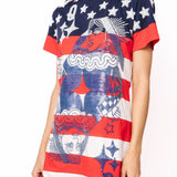USA Star & Stripe QOS Card Logo Tee Dress | Queen Of Sparkles