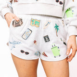 Grey Multi Travel Icon Short | Queen Of Sparkles