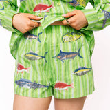 Green Striped Multi Fish Short | Queen Of Sparkles
