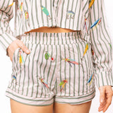 Striped Fishing Lure Cotton Short | Queen Of Sparkles