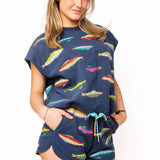Navy Multi Fish Tie Tank | Queen Of Sparkles