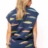 Navy Multi Fish Tie Tank | Queen Of Sparkles