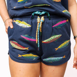Navy Multi Fish Tie Tank | Queen Of Sparkles
