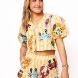 Yellow Stripe Crab & Lobster Short | Queen Of Sparkles