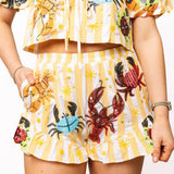 Yellow Stripe Crab & Lobster Short | Queen Of Sparkles