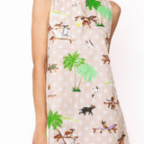 Beige & White Polka Dot Dogs At The Beach Tank Dress | Queen Of Sparkles