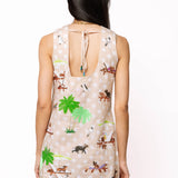 Beige & White Polka Dot Dogs At The Beach Tank Dress | Queen Of Sparkles