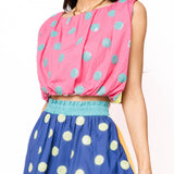 Colorblock Multi Polka Dot Cotton Midi Skirt | Queen Of Sparkles