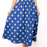 Colorblock Multi Polka Dot Cotton Midi Skirt | Queen Of Sparkles