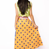Colorblock Multi Polka Dot Cotton Midi Skirt | Queen Of Sparkles