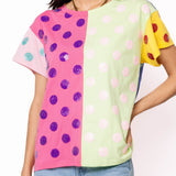Multi Colorblock Polka Dot Tee | Queen Of Sparkles