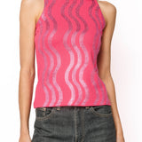 Pink Wavy Rhinestone Tank | Queen Of Sparkles